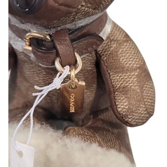 Coach F77676 Limited Edition Bear Keychain Bag Charm Signature Canvas & Leather - Picture 7 of 9